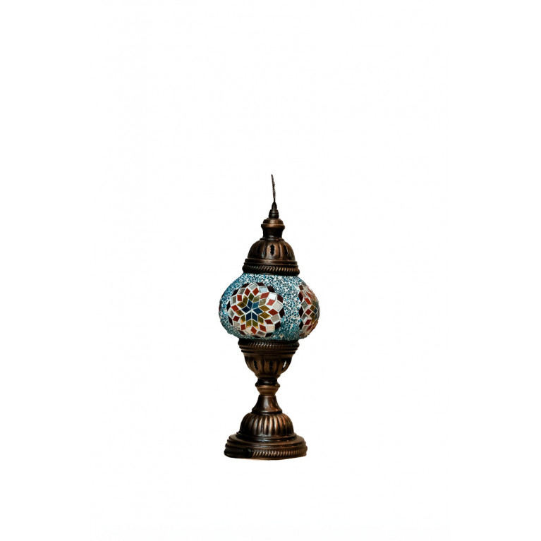Table lamp, blue/red/yellow mosaic, diameter 15 cm